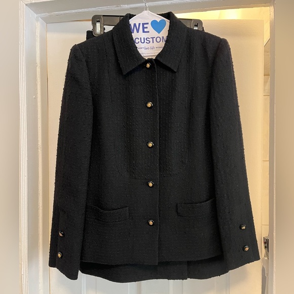 CHANEL 100% Black Wool Vintage Two-Piece Suit - RARE - Picture 2 of 11